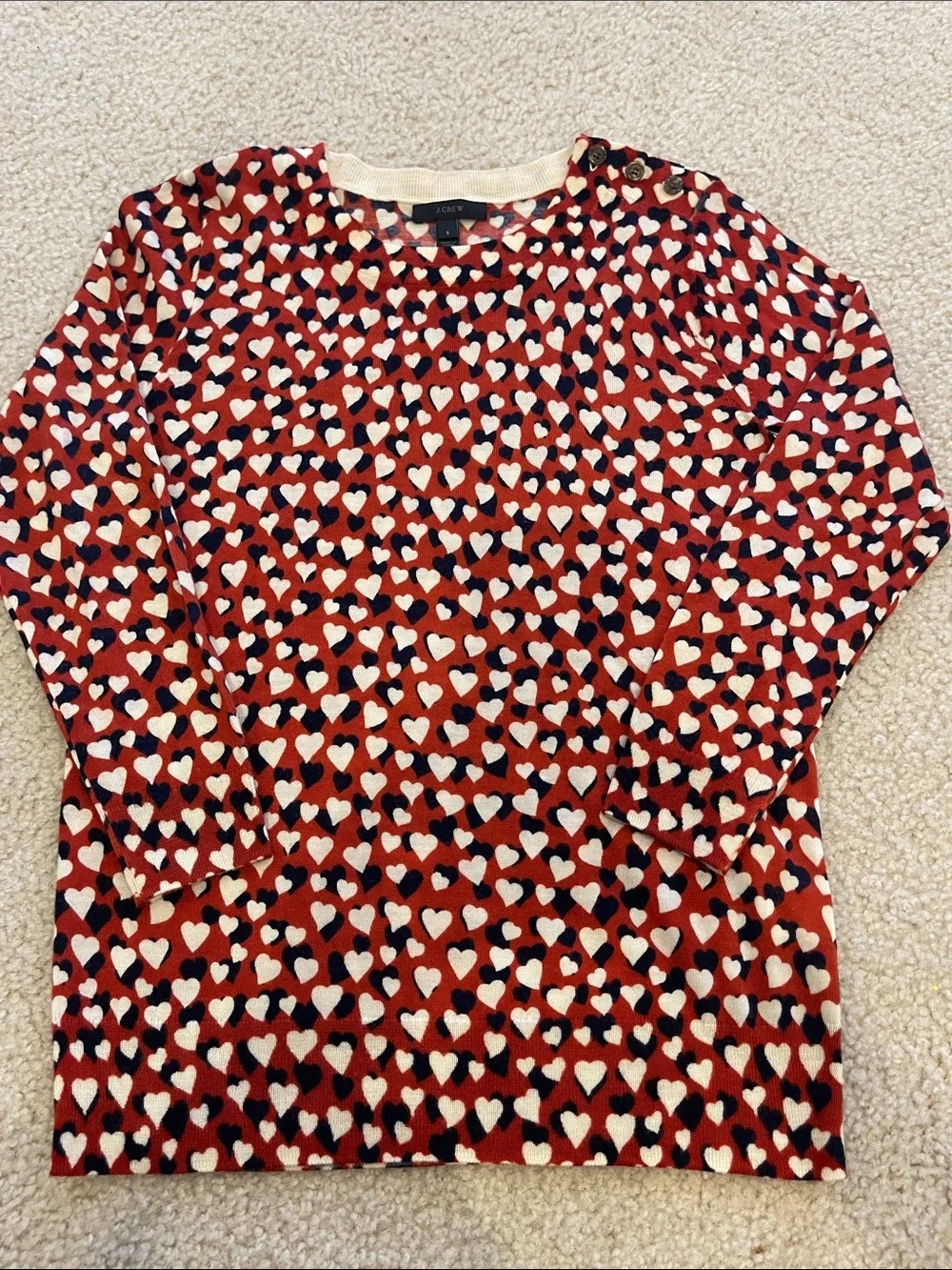 J.Crew Heart Pattern Sweater Size small